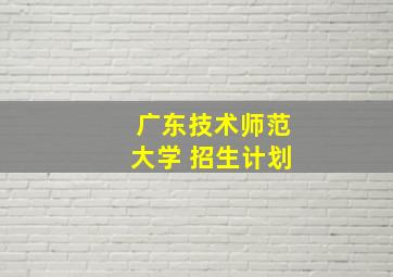 广东技术师范大学 招生计划